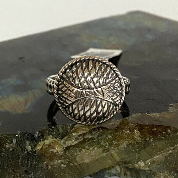 Signed D'Joy Sterling Silver 925 Round Hammered Disc Textured Band Ring Sz 8.75 - Picture 12 of 16